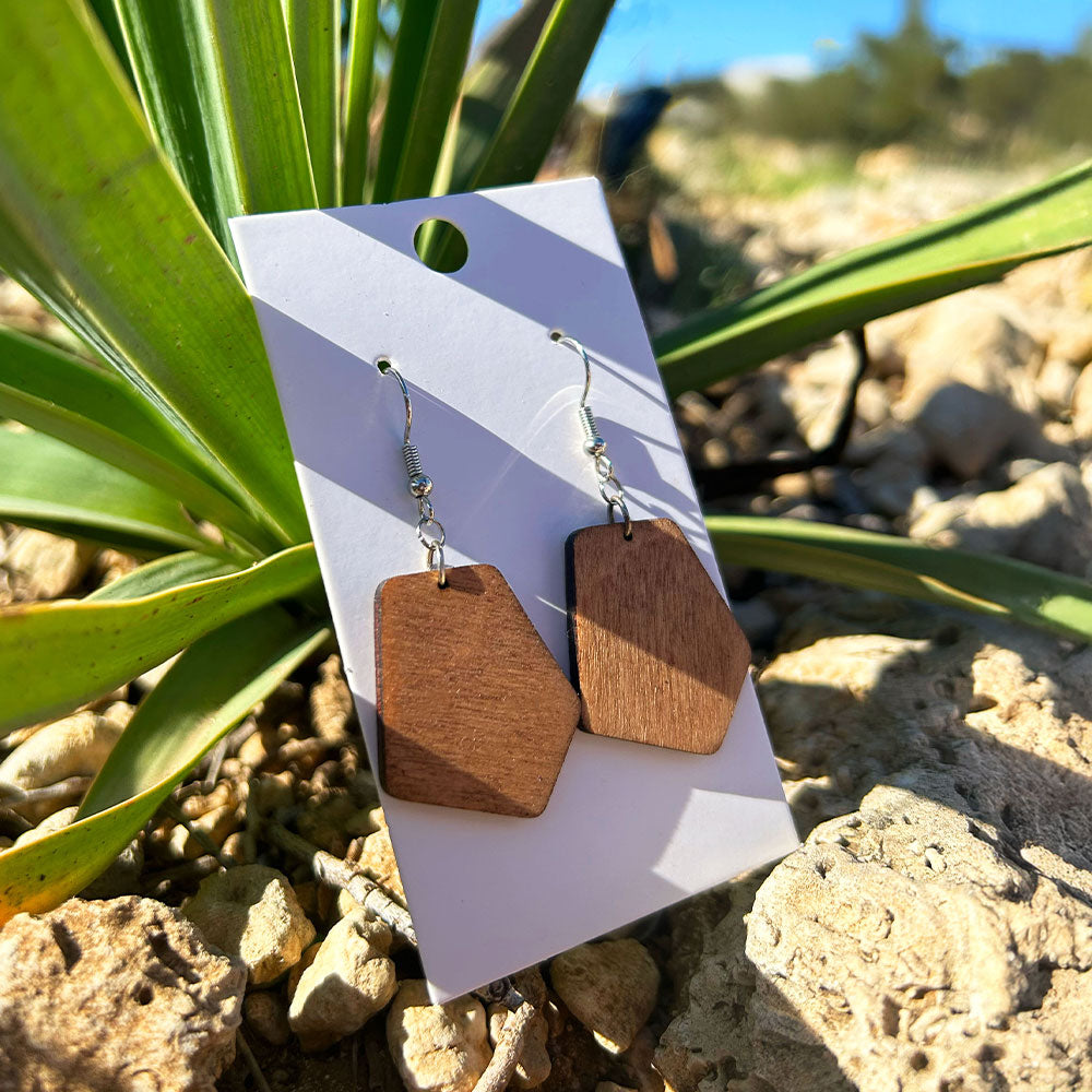Boucles d’oreilles Cala Antena en bois, faites à la main à Majorque