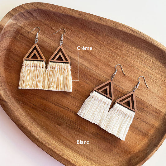 Couleur des boucles d’oreilles en bois fait-main Cala Bona, création artisanale Paola Mallorca