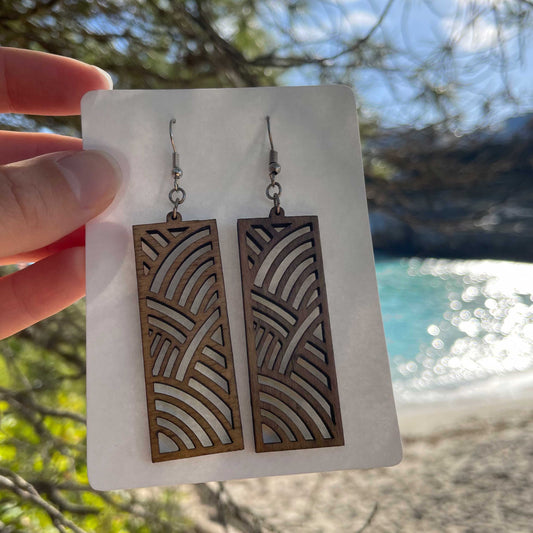 🌊 Surf sur la vague : Boucles d'Oreilles Rectangle à Motifs