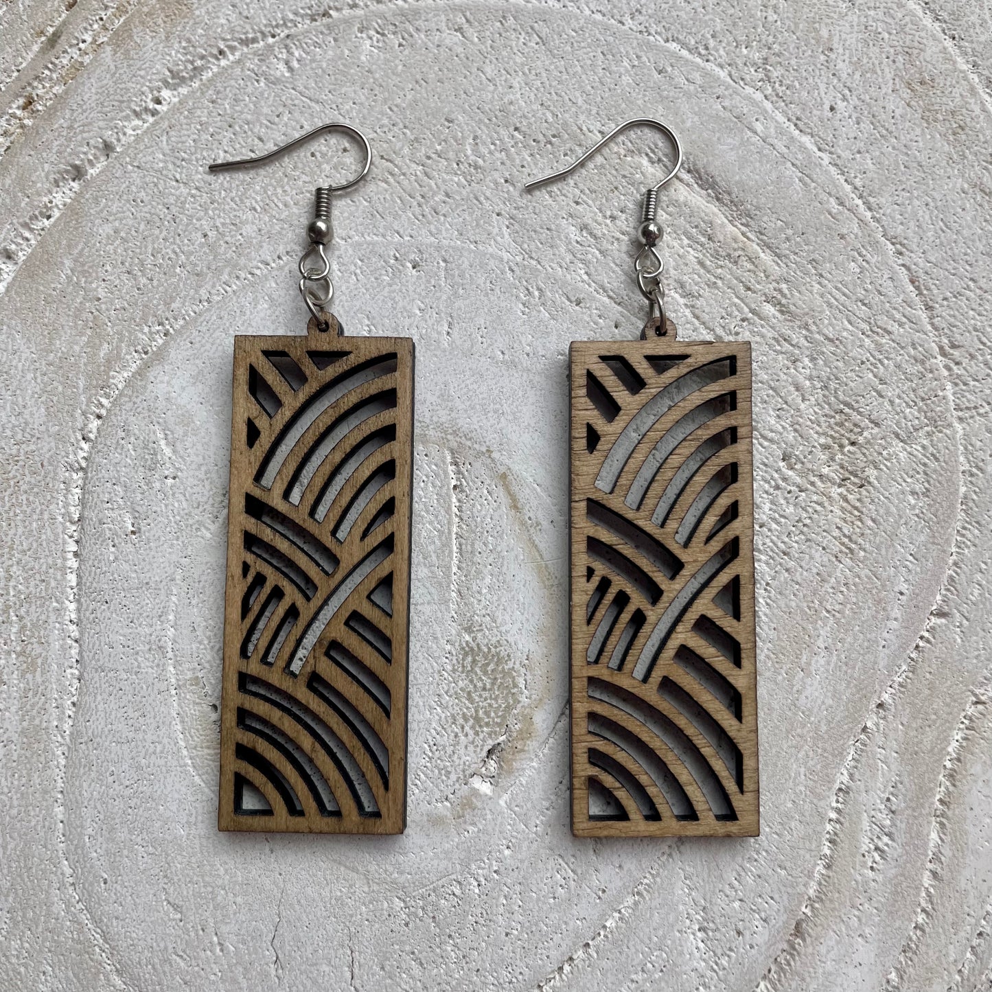 🌊 Surf sur la vague : Boucles d'Oreilles Rectangle à Motifs