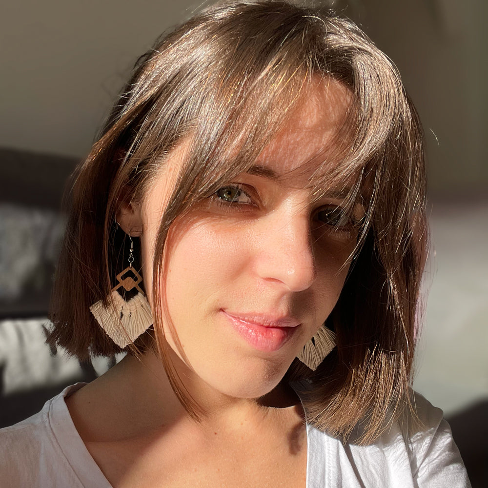 Mitjana | Boucles d’oreilles en bois et corde macramé