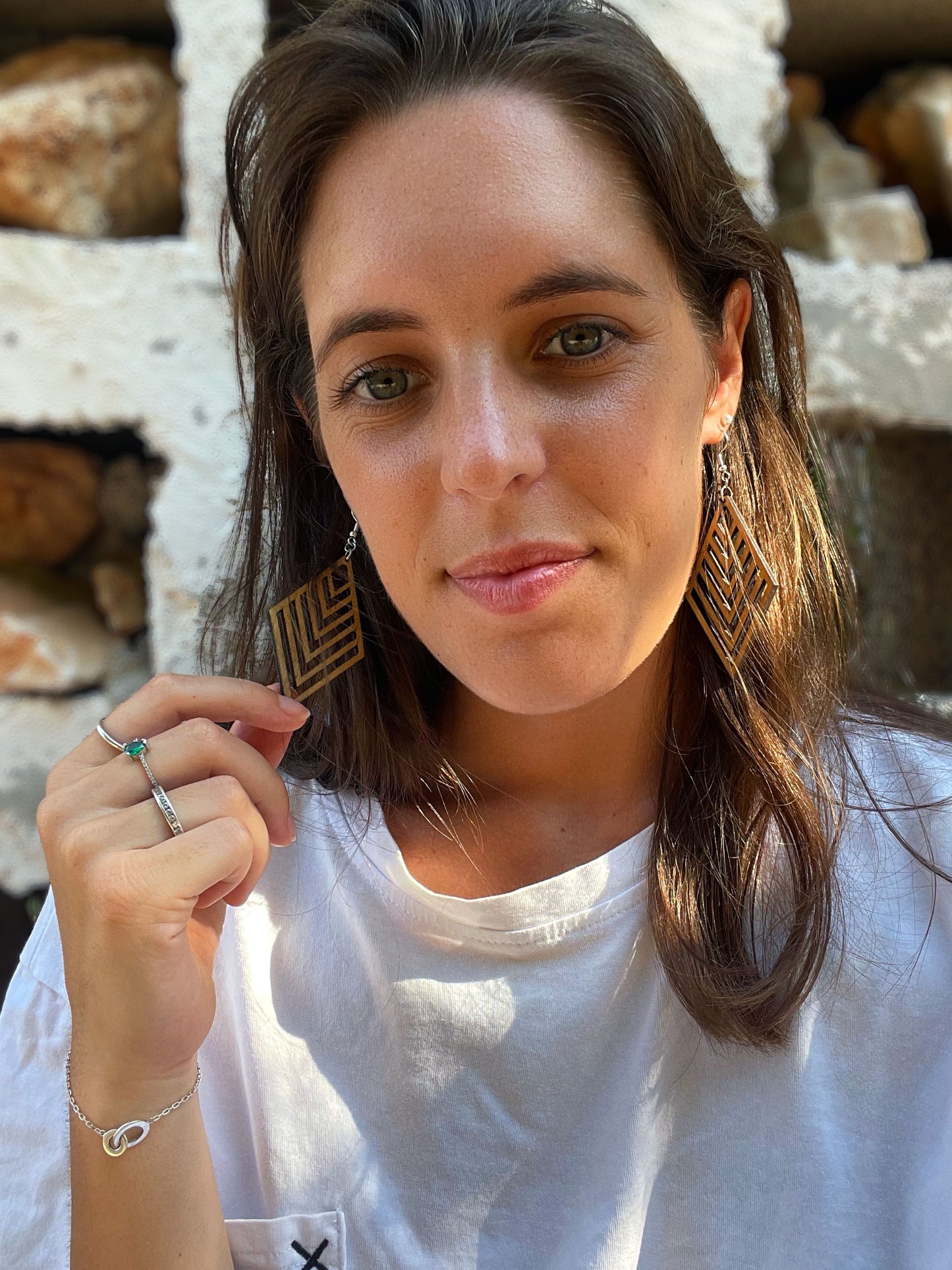 ✌️ Rayures Chic : Boucles d'Oreilles Losange à Motifs