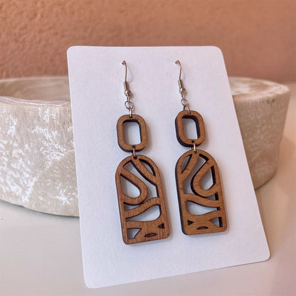 Boucles d’oreilles en bois fait-main Cala Esmeralda, création artisanale Paola Mallorca