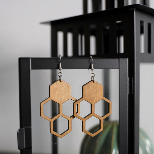 🐝 Nid d'Abeille : Boucles d'Oreilles Hexagones